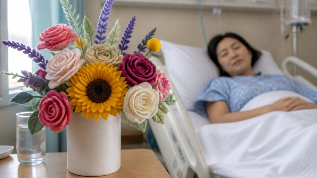 Felt Flower Bouquet for Hospital: Get Well Soon Gift