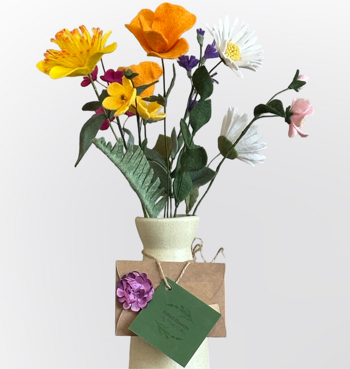 Saltspring Wildflowers Bouquet with Cream Vase