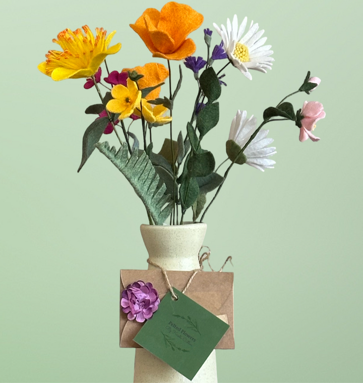 Saltspring Wildflowers Bouquet with Cream Vase