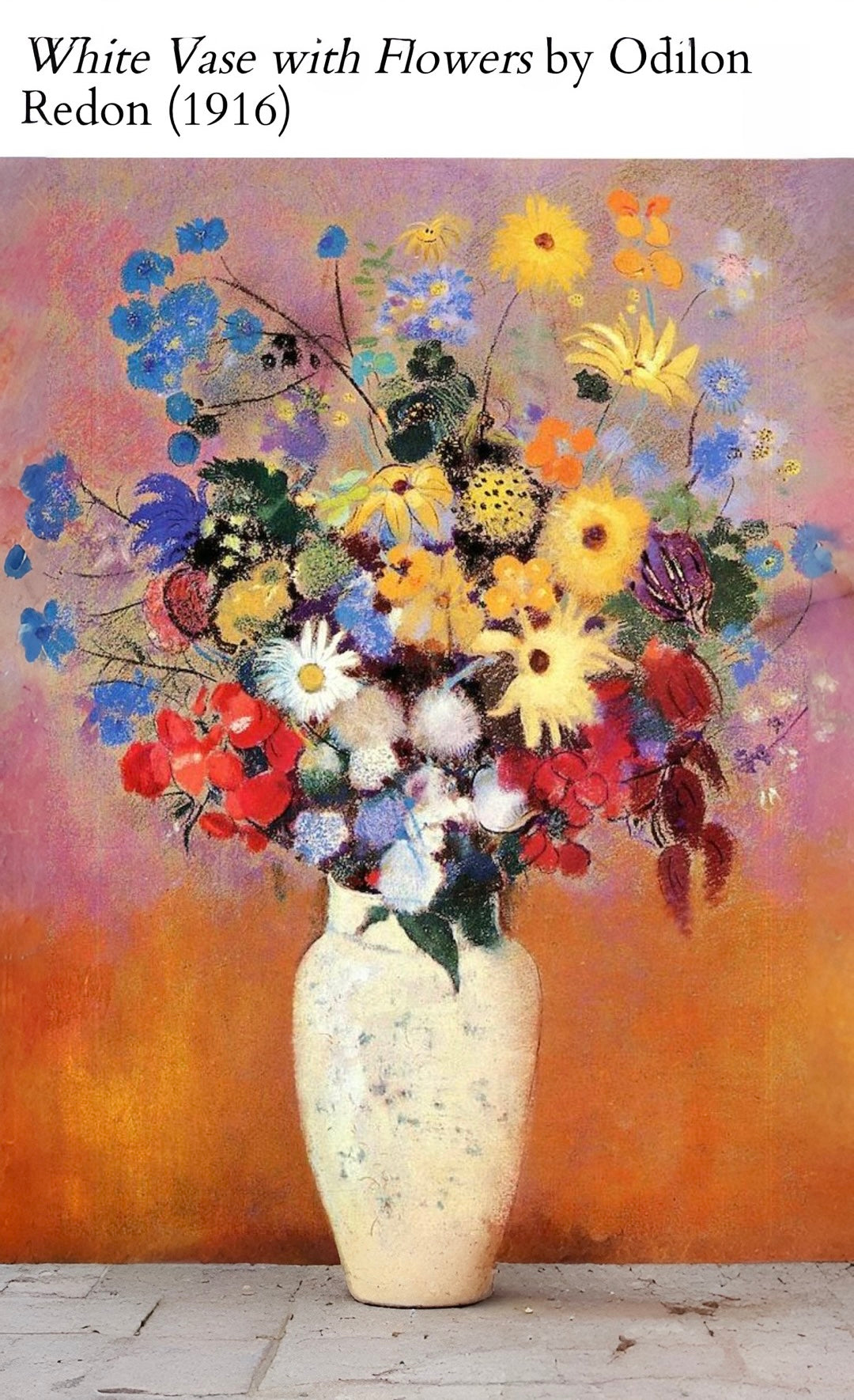 Gallery Art Reproduction of a Famous 1916 Floral Painting by Odion Redon with over 70 flowers in a Vase