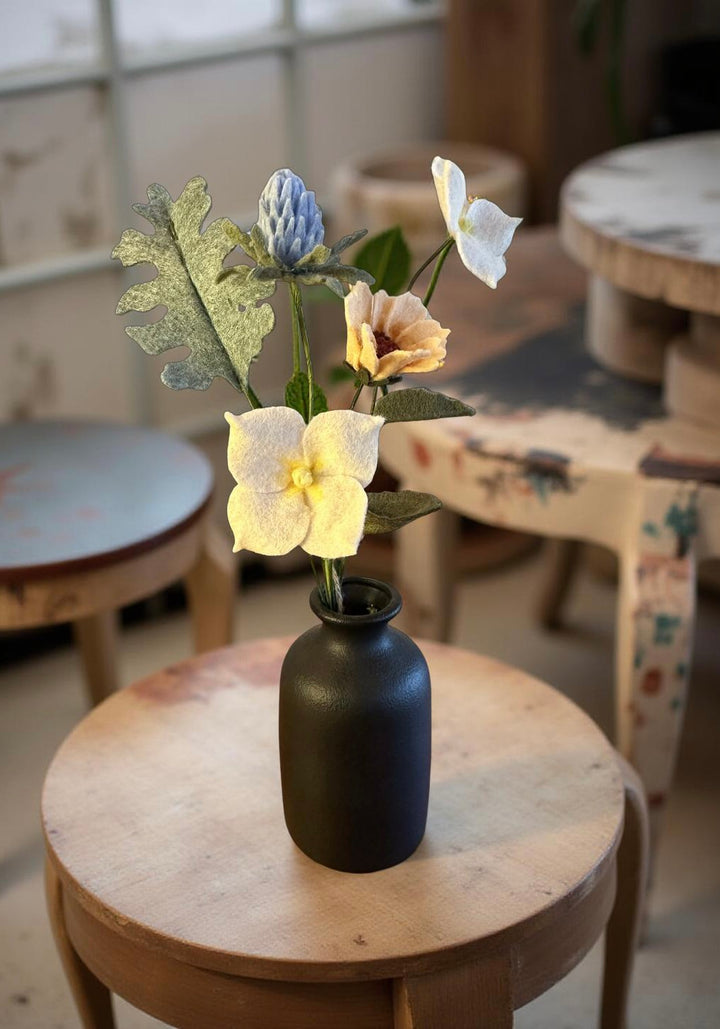 Pastel Thistle, Primula and Cosmos with Dusty Miller