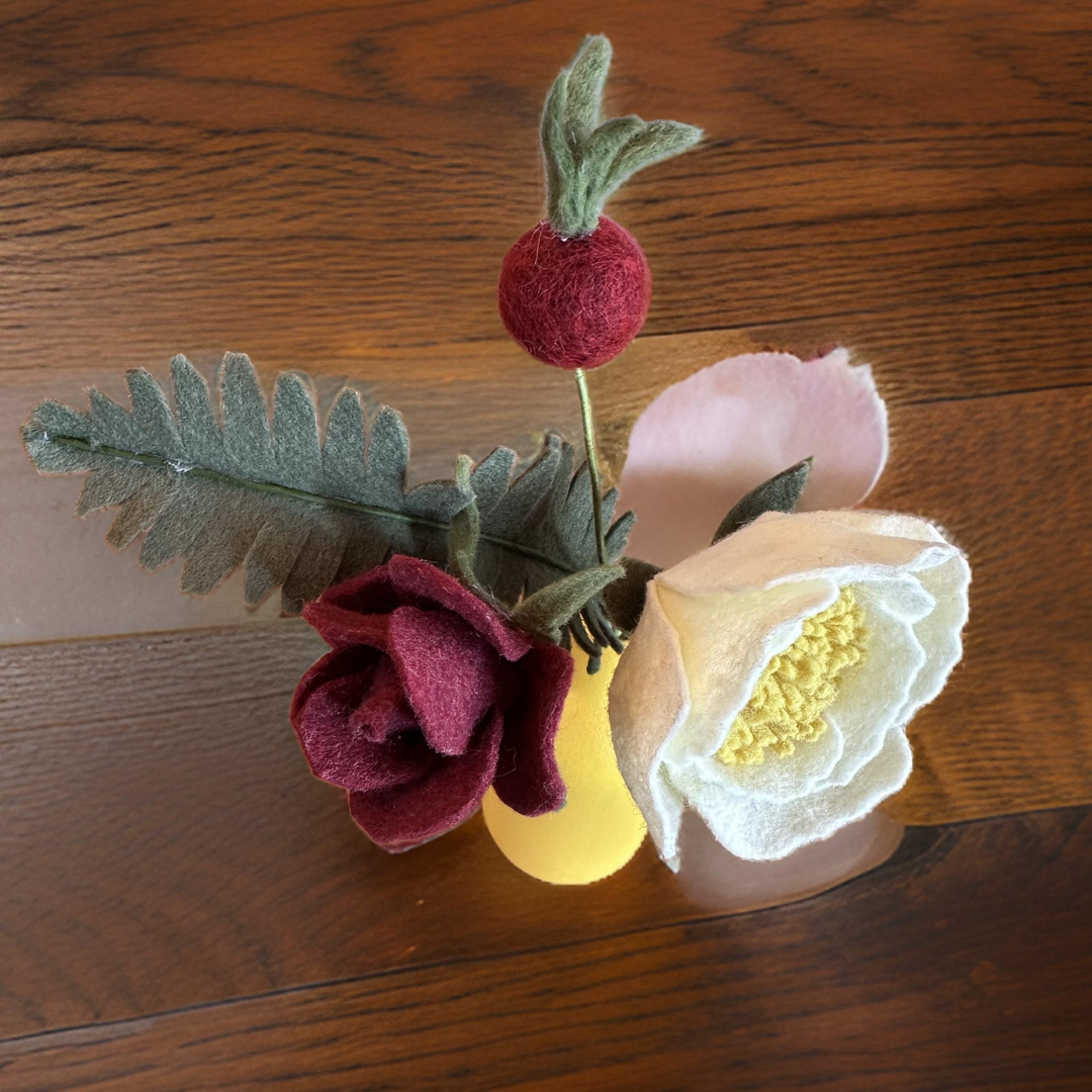 Fall Table Bouquet in a Yellow Vase