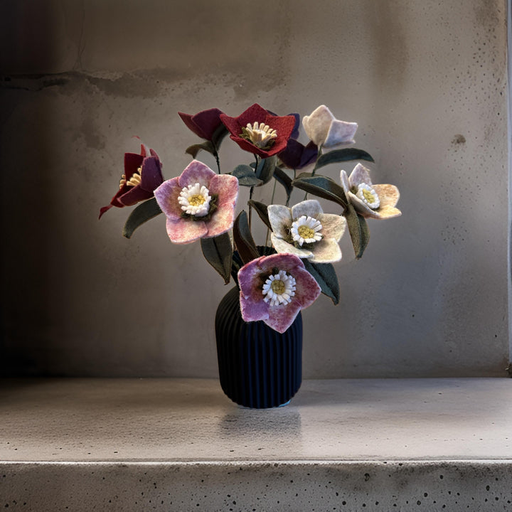 Christmas Rose Bouquet in a Black Vase