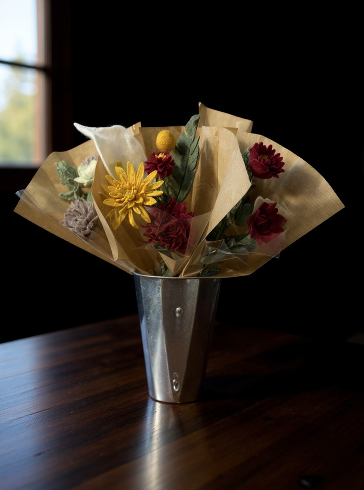 Assorted hand-felted fall flower bouquets