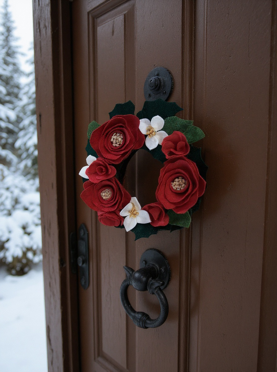 Small Condo Christmas Door Wreath or Window Hanger