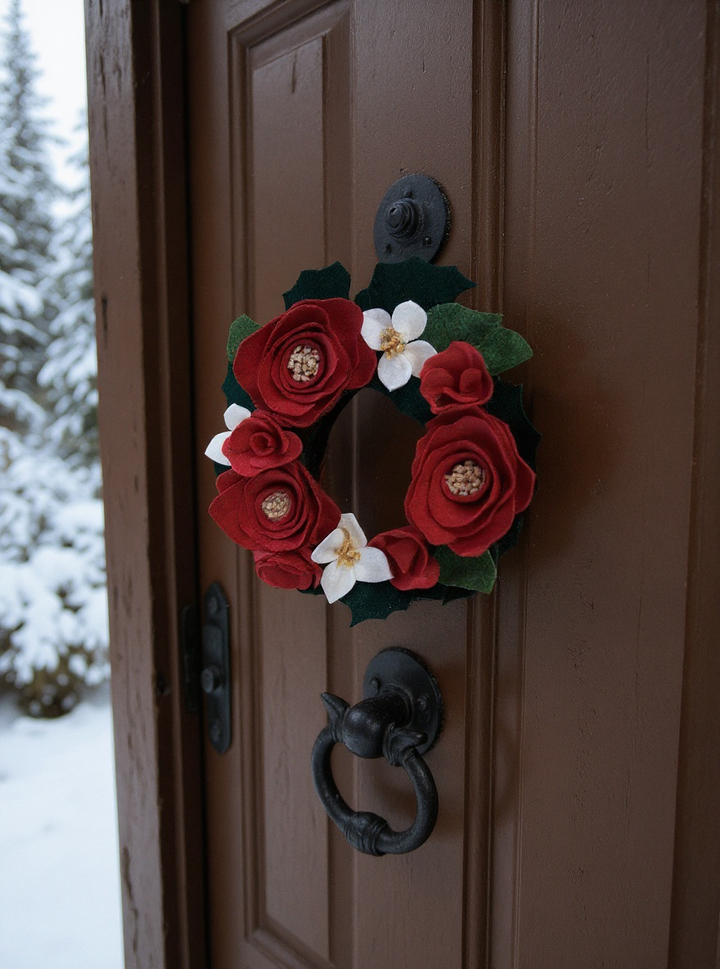 Small Condo Christmas Door Wreath or Window Hanger