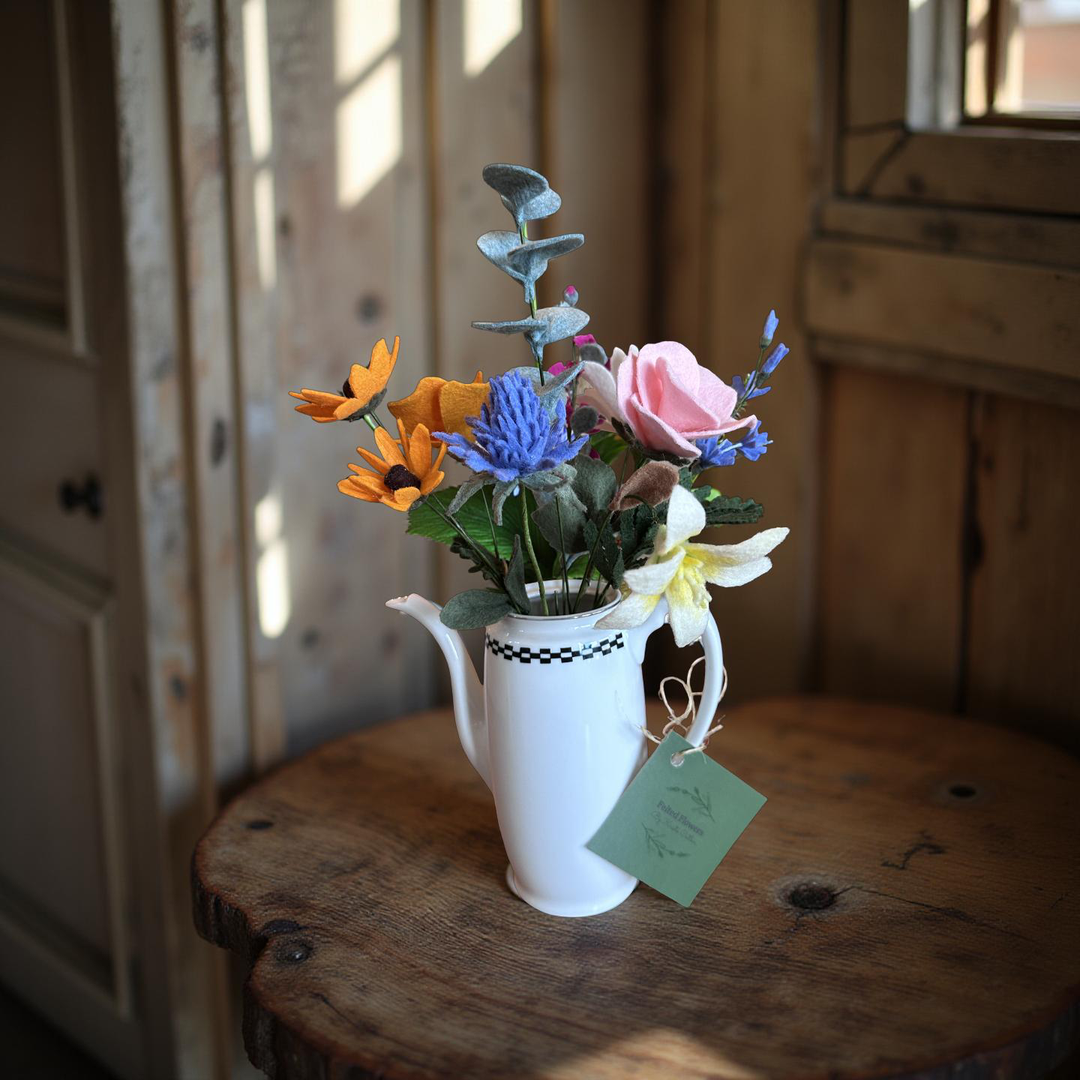 Saltspring Wildflower Bouquet in a Vintage Teapot